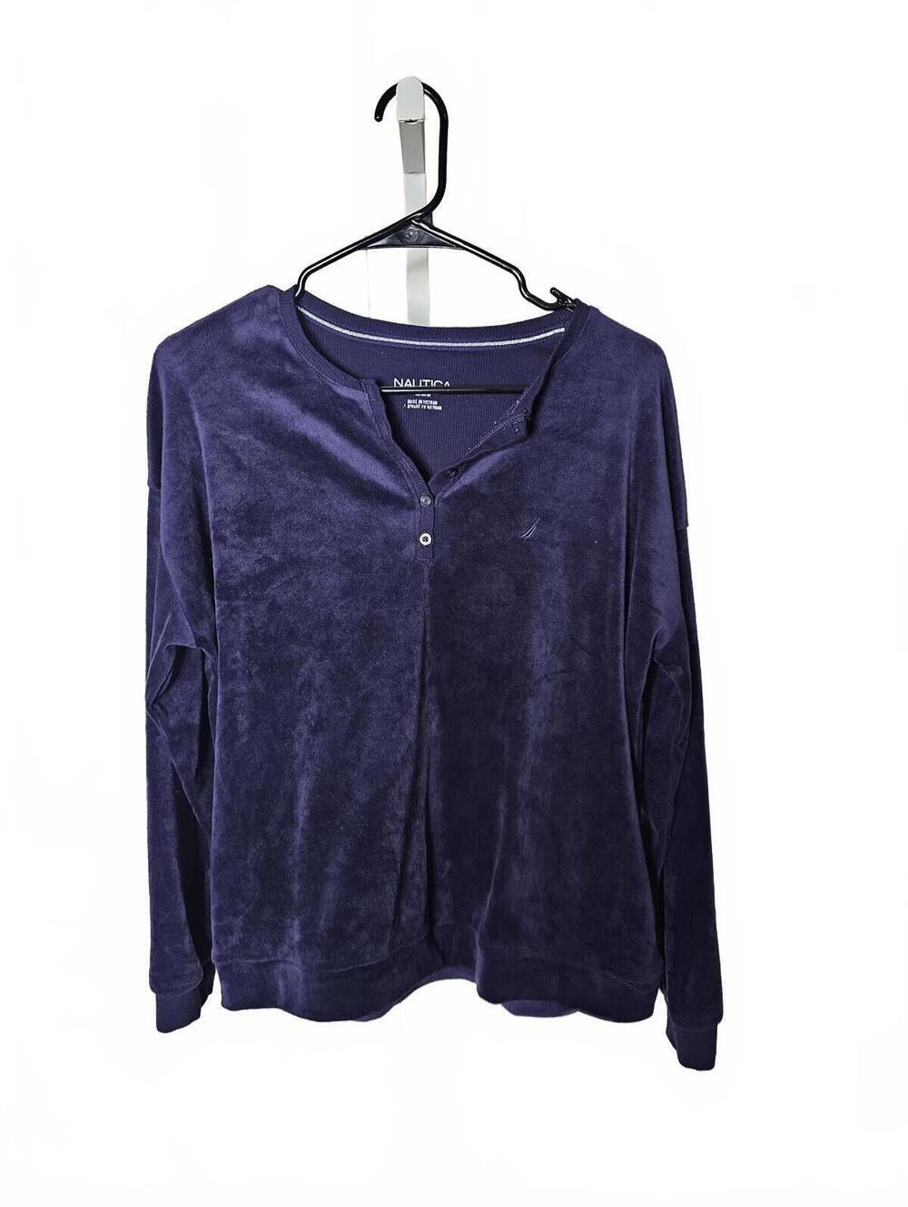 Nautica Men's Navy Blue Long Sleeve Pullover Shirt M